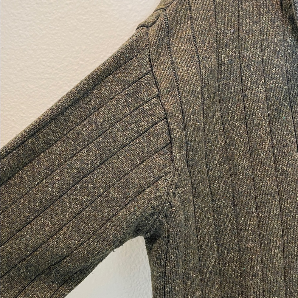 Oscar de la Renta Men's Olive Green Quanter Zip Sweater Size: L - Picture 5 of 11